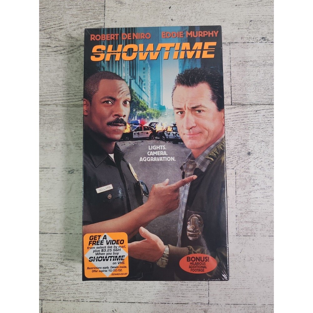 NEW "Showtime" VHS 2002 Movie DeNiro Eddie Murphy Promo Stickers Watermarks